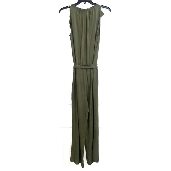 PAIGE Paletta Women’s Sleeveless Jumpsuit size XS V-Neck Ruffled Belted Tassels - Picture 6 of 9